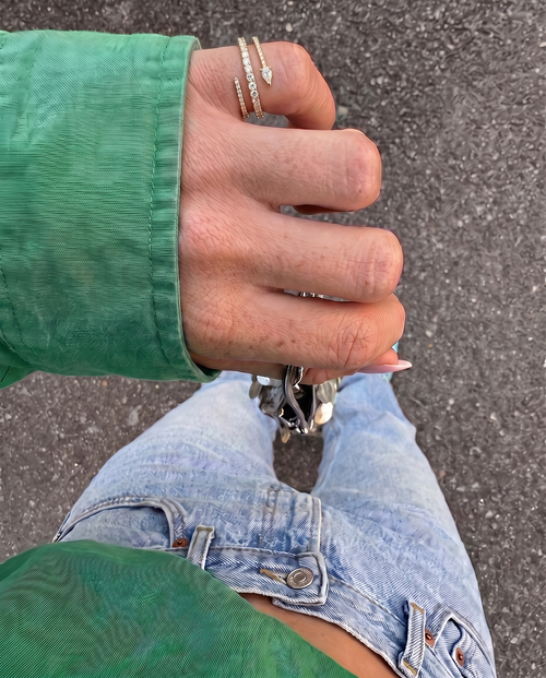Billie east-west pear coil pinky ring